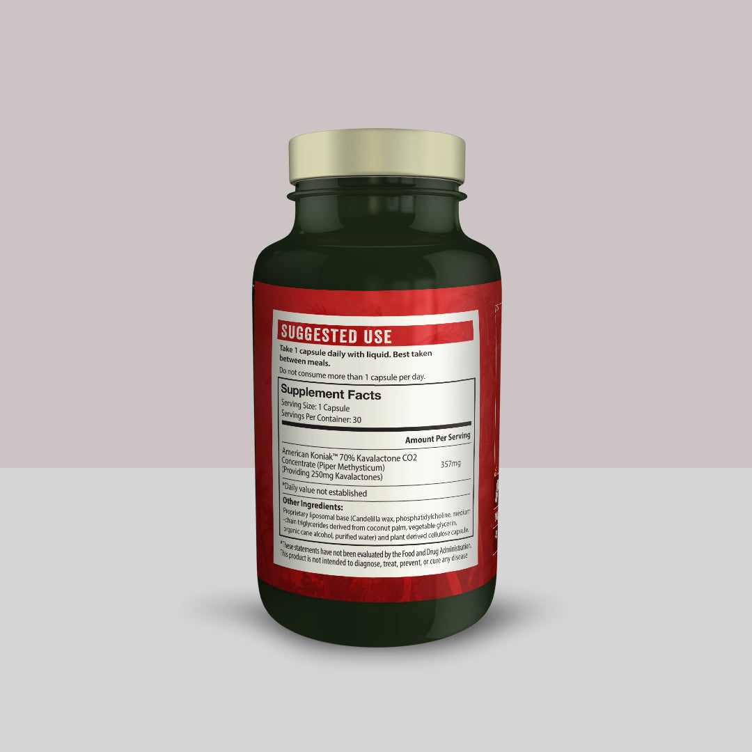 Liposomal American Koniak™ Kava Extract Capsules - Premium 250mg Kavalactones 30ct Bottle