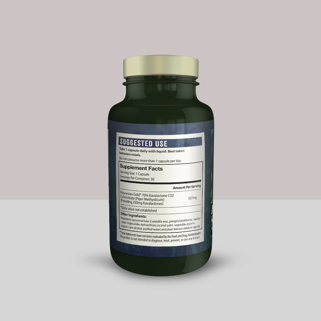 Liposomal Kava Extract Capsules - Premium 250mg Kavalactones 30ct Bottle