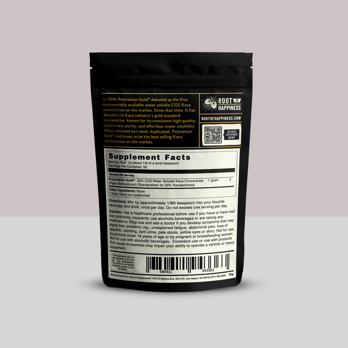 Polynesian Gold® 30% Kavalactone Water Soluble CO2 Kava Extract- 50g B