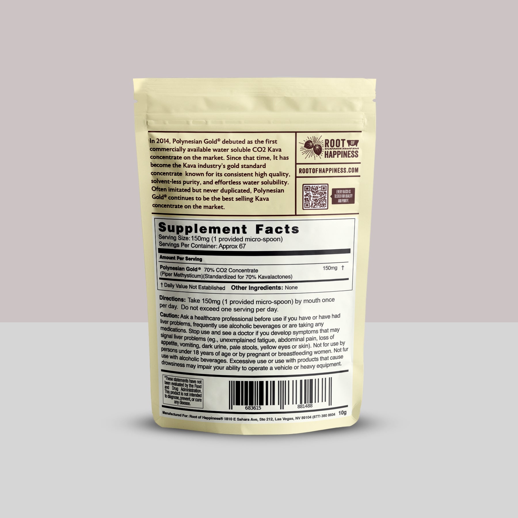 Polynesian Gold™ 70% CO2 Kava Extract 10g Jar | Root of Happiness