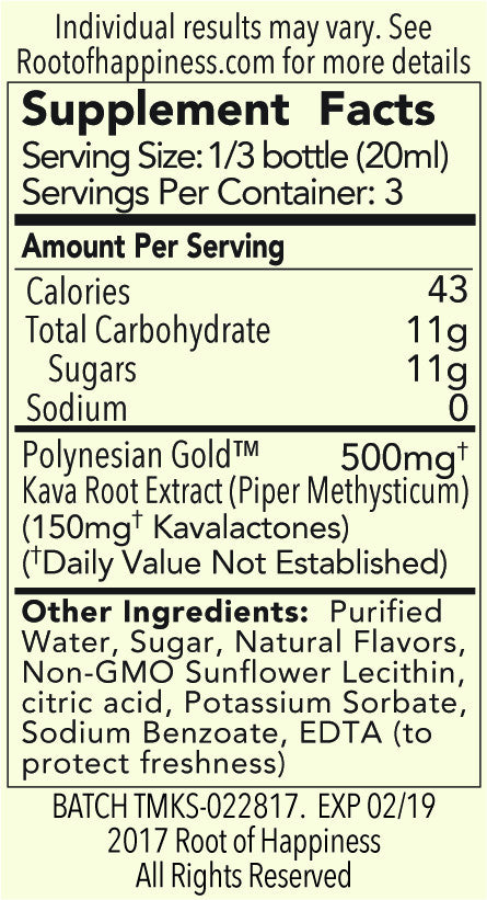Shot Supplement Facts